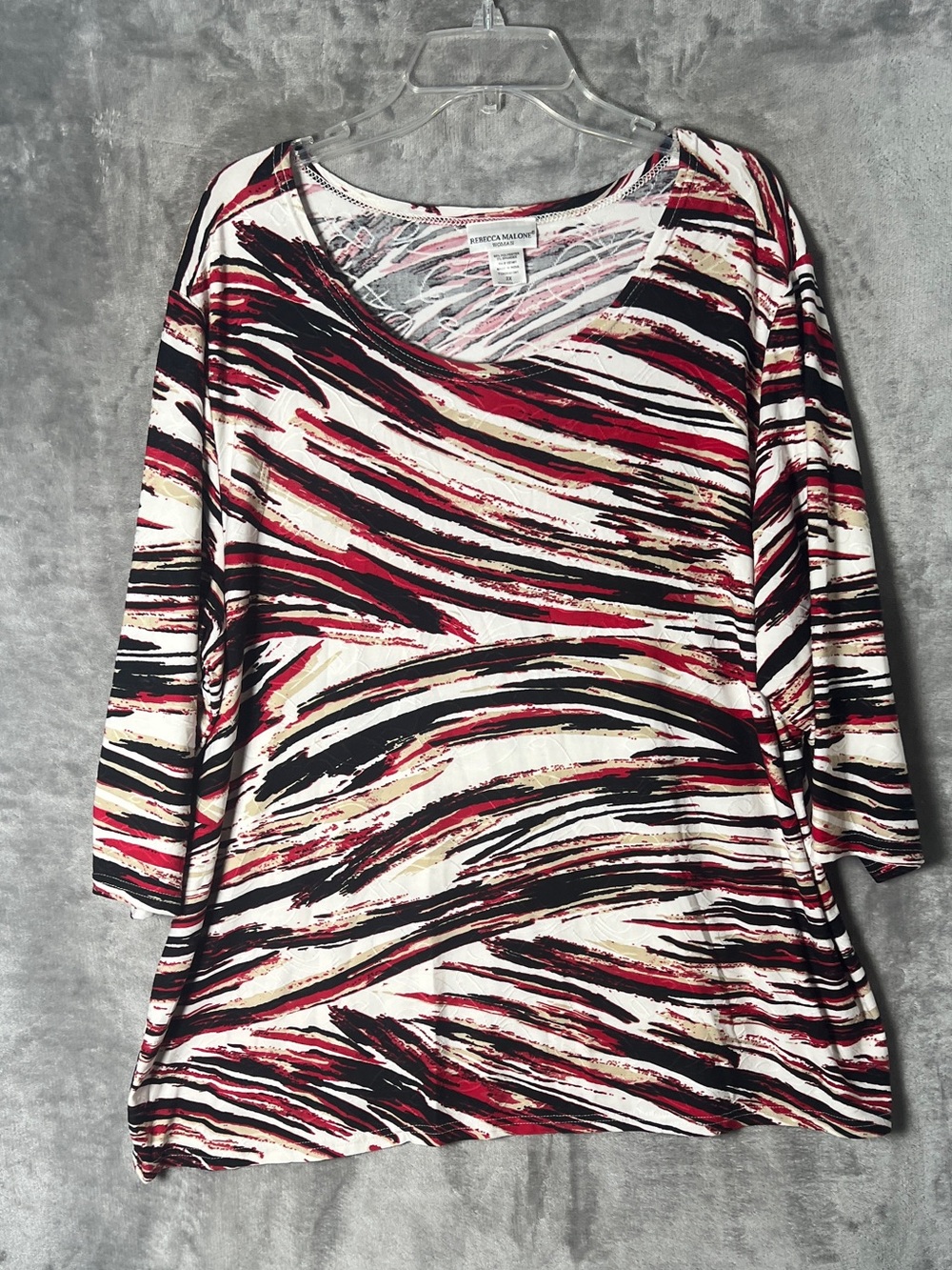 Rebecca Malone Abstract Brushstroke Long Sleeve Top - Red/Black/White